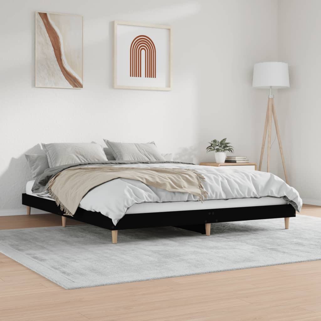 vidaXL Cadru de pat fără saltea Negru 180x200cm Lemn prelucrat