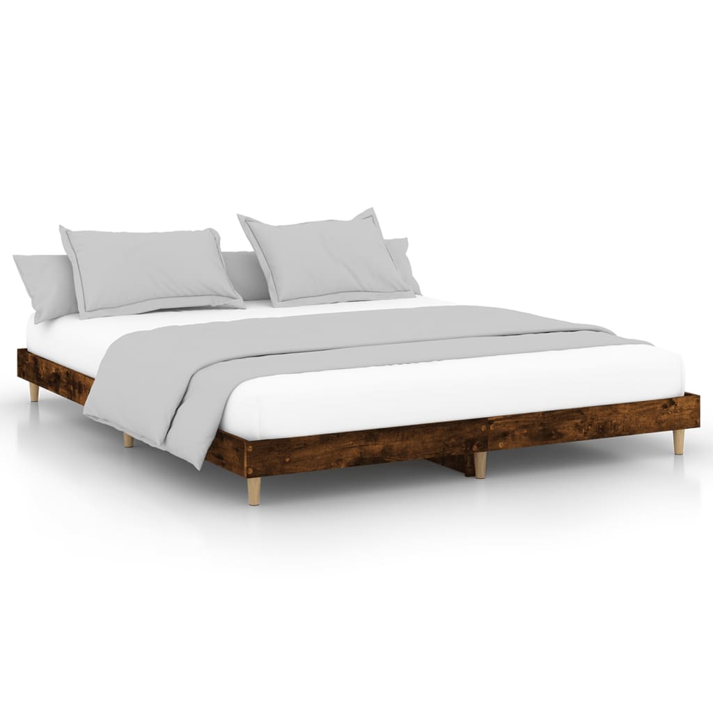 vidaXL Cadru de pat fără saltea Stejar afumat 160x200cm Lemn prelucrat