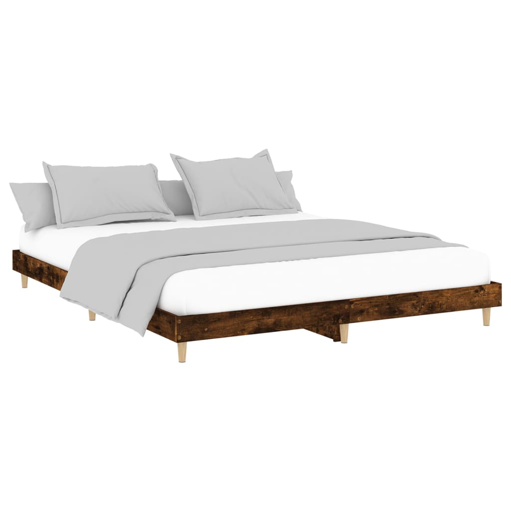 vidaXL Cadru de pat fără saltea Stejar afumat 160x200cm Lemn prelucrat
