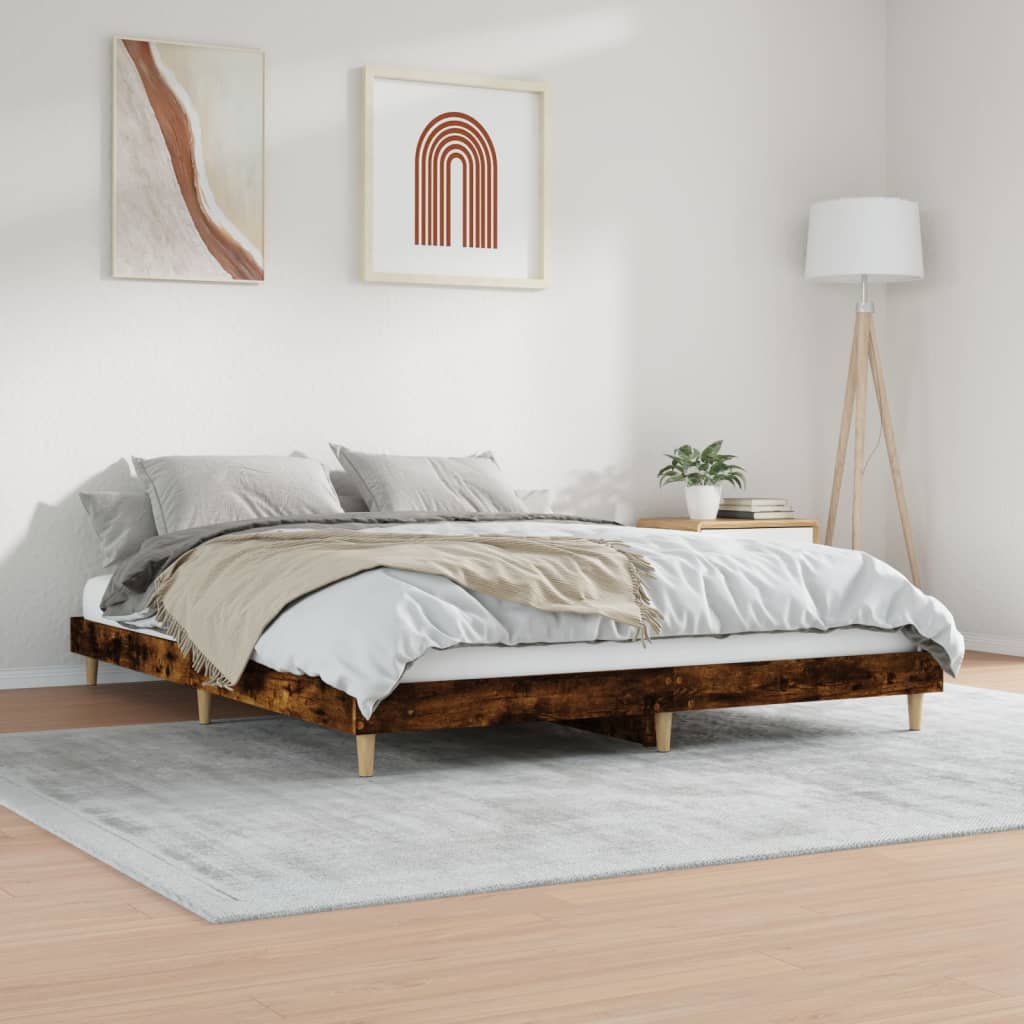 vidaXL Cadru de pat fără saltea Stejar afumat 160x200cm Lemn prelucrat