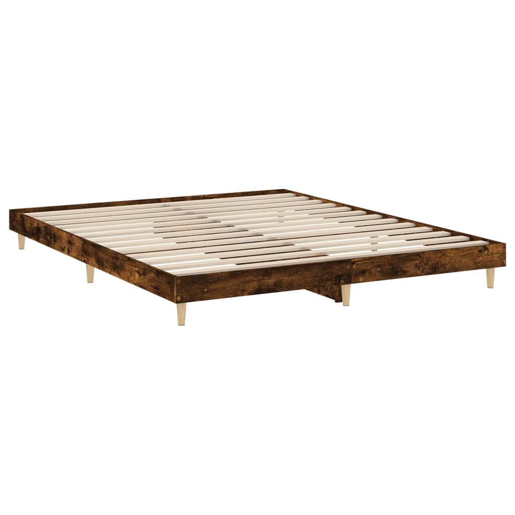 vidaXL Cadru de pat fără saltea Stejar afumat 160x200cm Lemn prelucrat