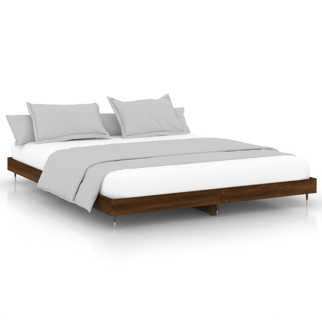 vidaXL Cadru de pat fără saltea Stejar maro 200x200 cm Lemn prelucrat vidaXL Cadru de pat fără saltea Stejar maro 200x200 cm Lemn prelucrat