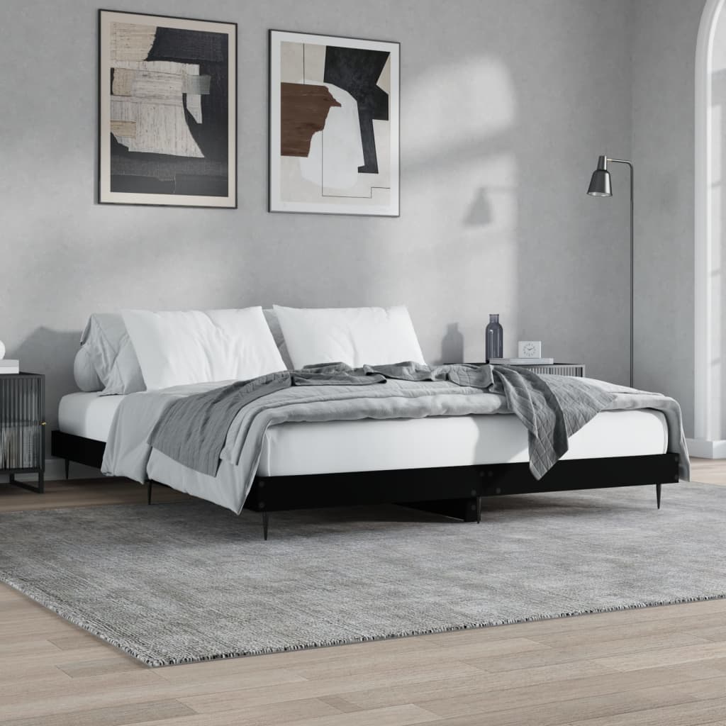 vidaXL Cadru de pat fără saltea Negru 180x200cm Lemn prelucrat