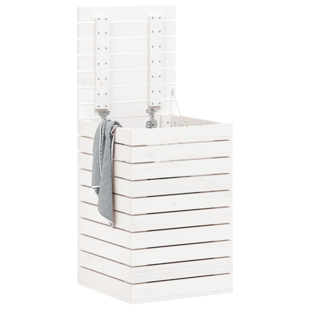 vidaXL Coș de rufe, alb, 44x44x66 cm, lemn masiv de pin vidaXL Coș de rufe, alb, 44x44x66 cm, lemn masiv de pin
