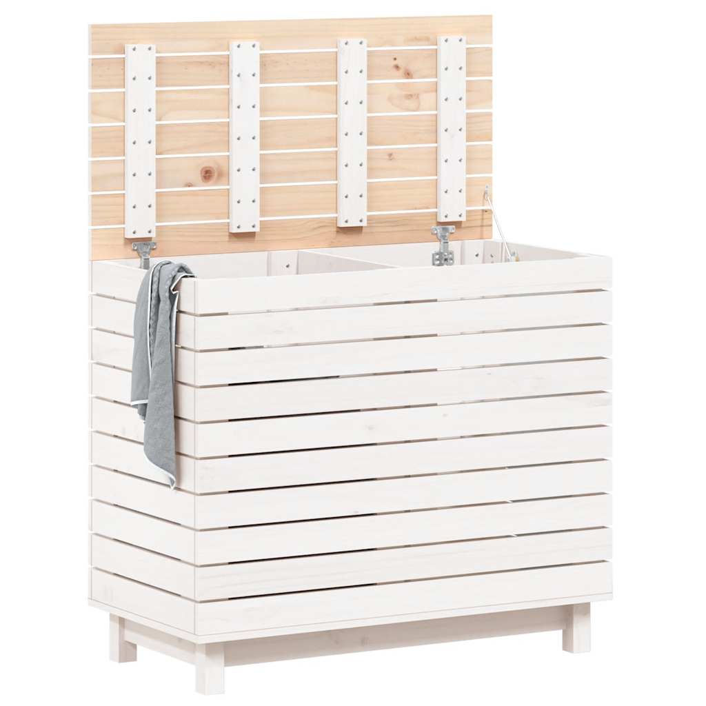 vidaXL Coș de rufe, alb, 88,5x44x76 cm, lemn masiv de pin vidaXL Coș de rufe, alb, 88,5x44x76 cm, lemn masiv de pin