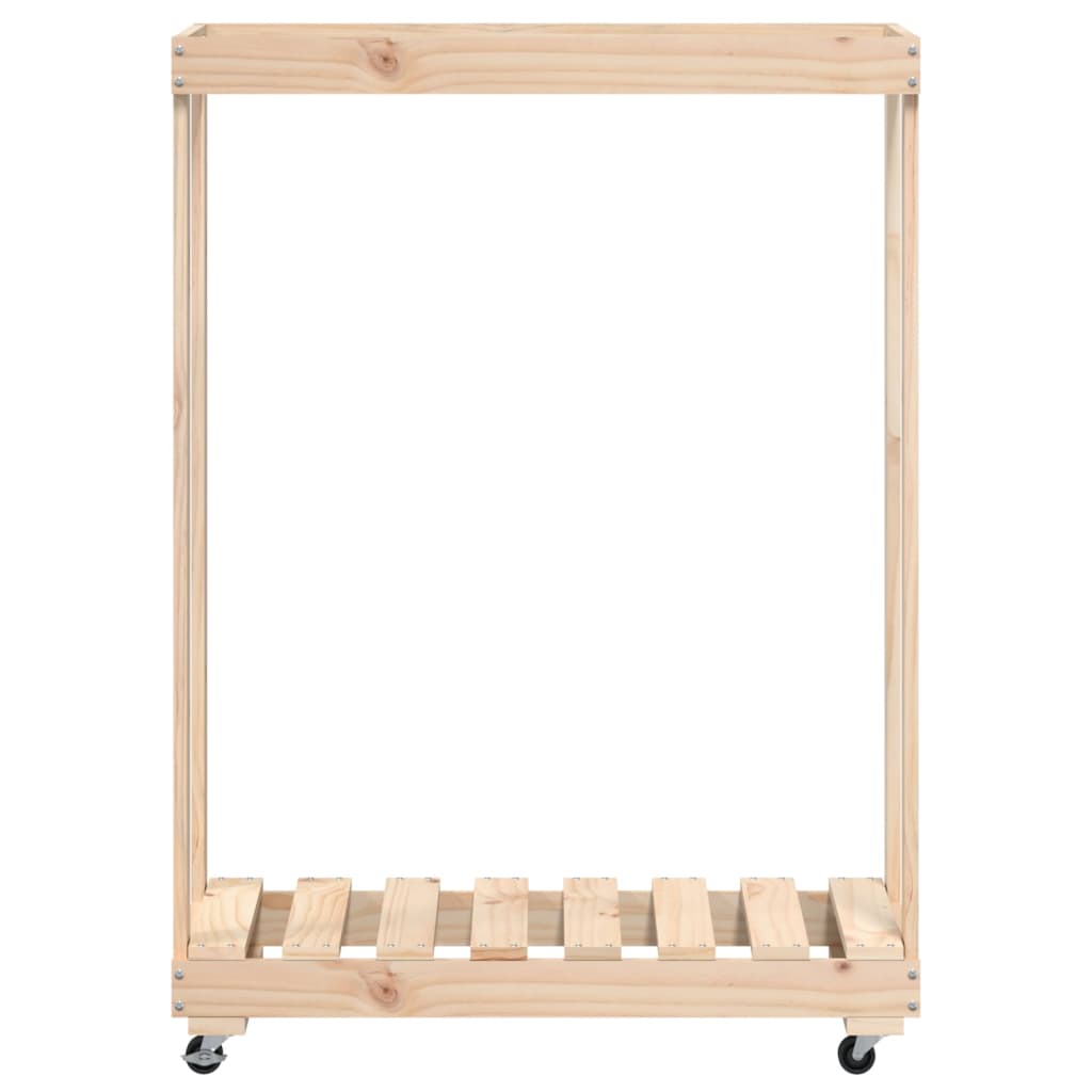 vidaXL Suport de bușteni cu roți, 76,5x40x108 cm lemn masiv pin