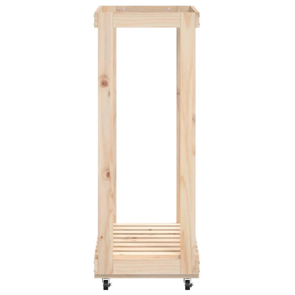 vidaXL Suport de bușteni cu roți, 76,5x40x108 cm lemn masiv pin