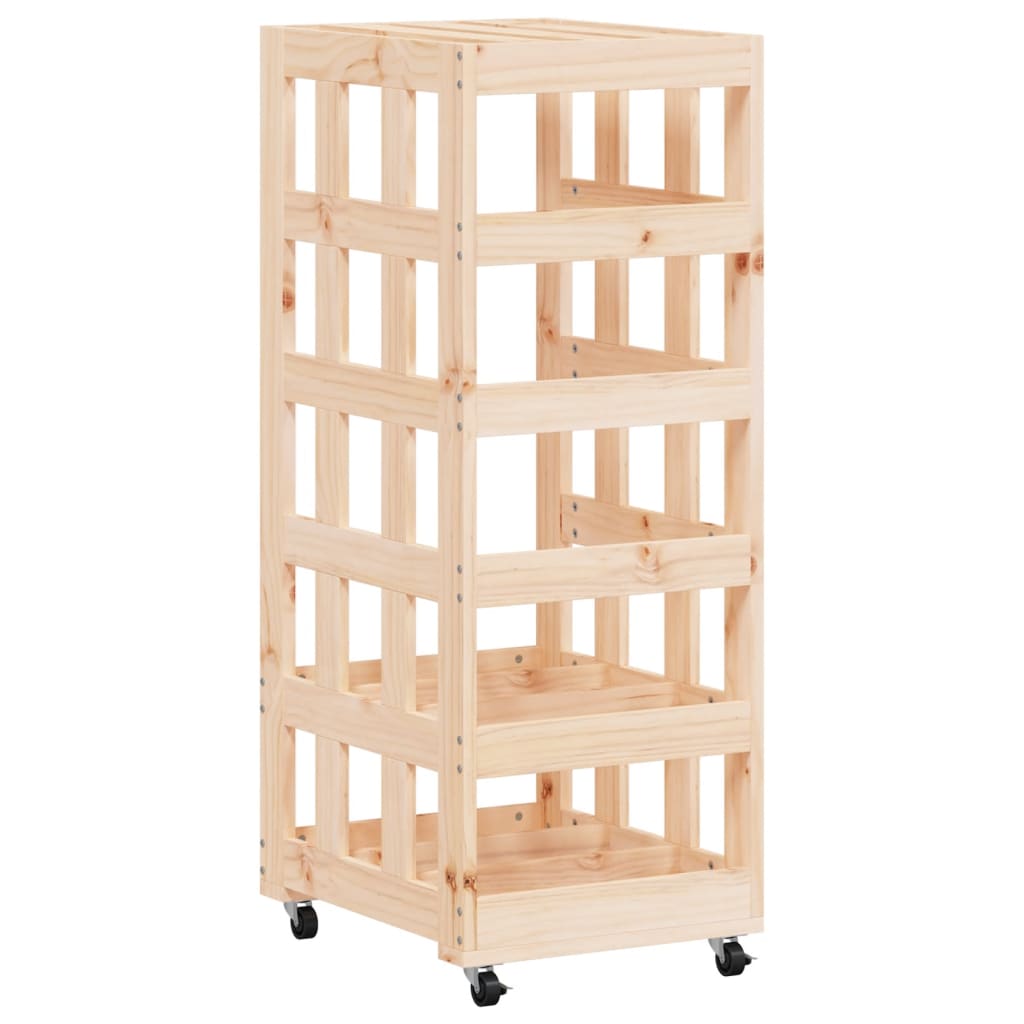 vidaXL Suport de bușteni cu roți, 40x49x110 cm, lemn masiv pin