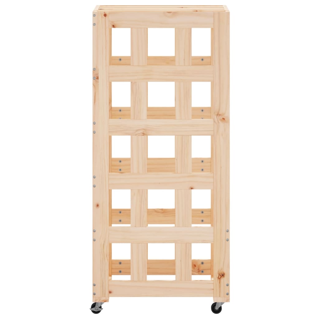 vidaXL Suport de bușteni cu roți, 40x49x110 cm, lemn masiv pin