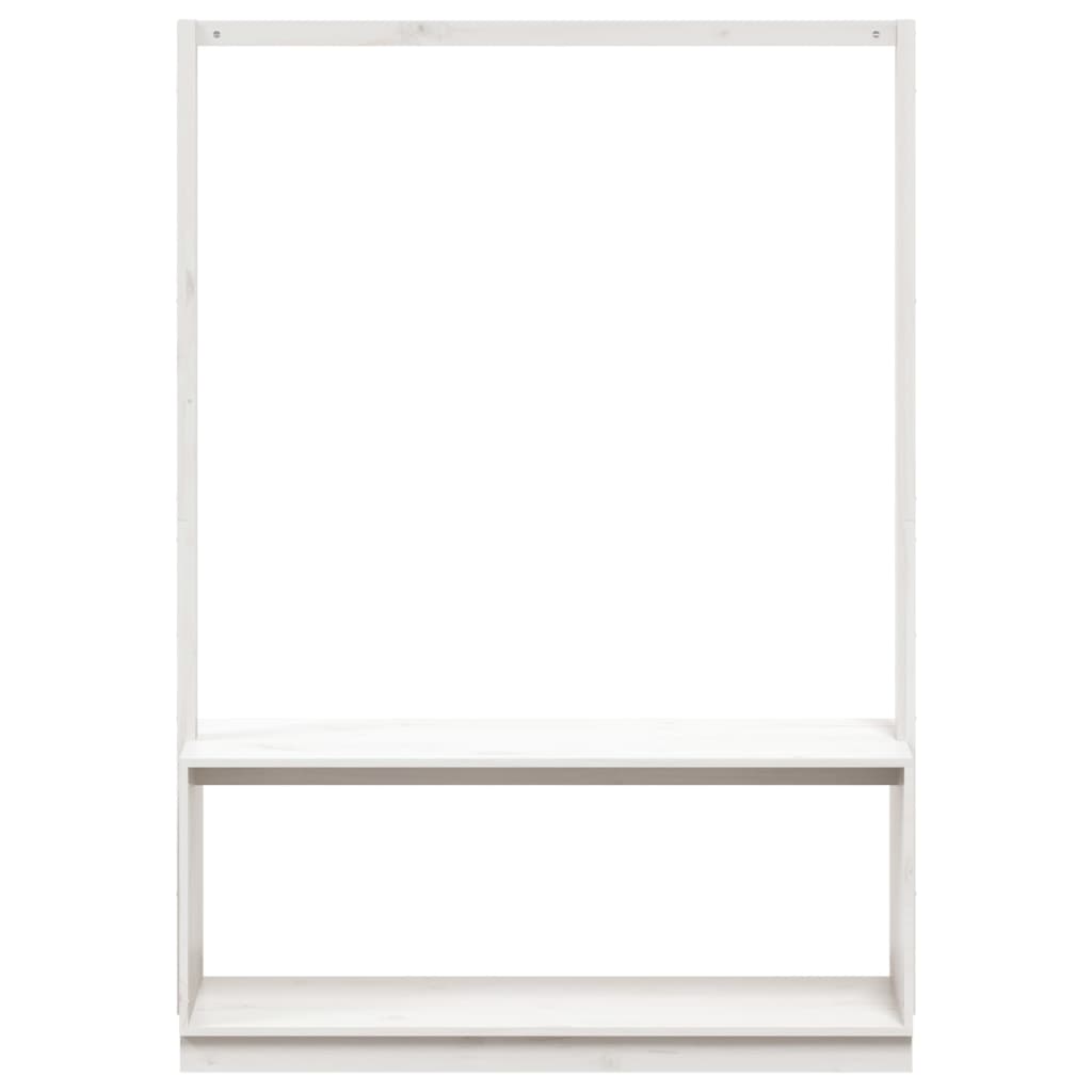 vidaXL Cuier haine cu pantofar alb 113x40x157,5 cm lemn masiv de pin vidaXL Cuier haine cu pantofar alb 113x40x157,5 cm lemn masiv de pin