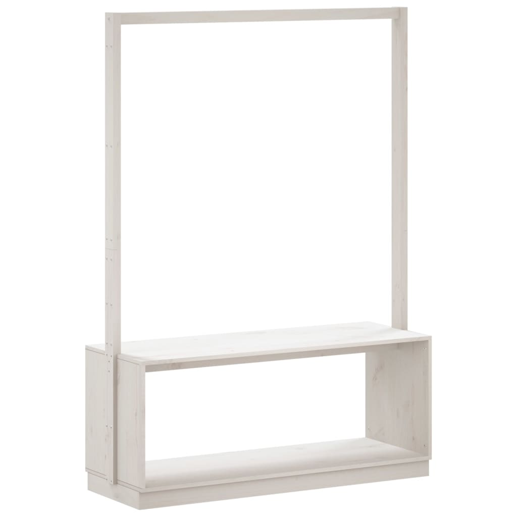 vidaXL Cuier haine cu pantofar alb 113x40x157,5 cm lemn masiv de pin vidaXL Cuier haine cu pantofar alb 113x40x157,5 cm lemn masiv de pin