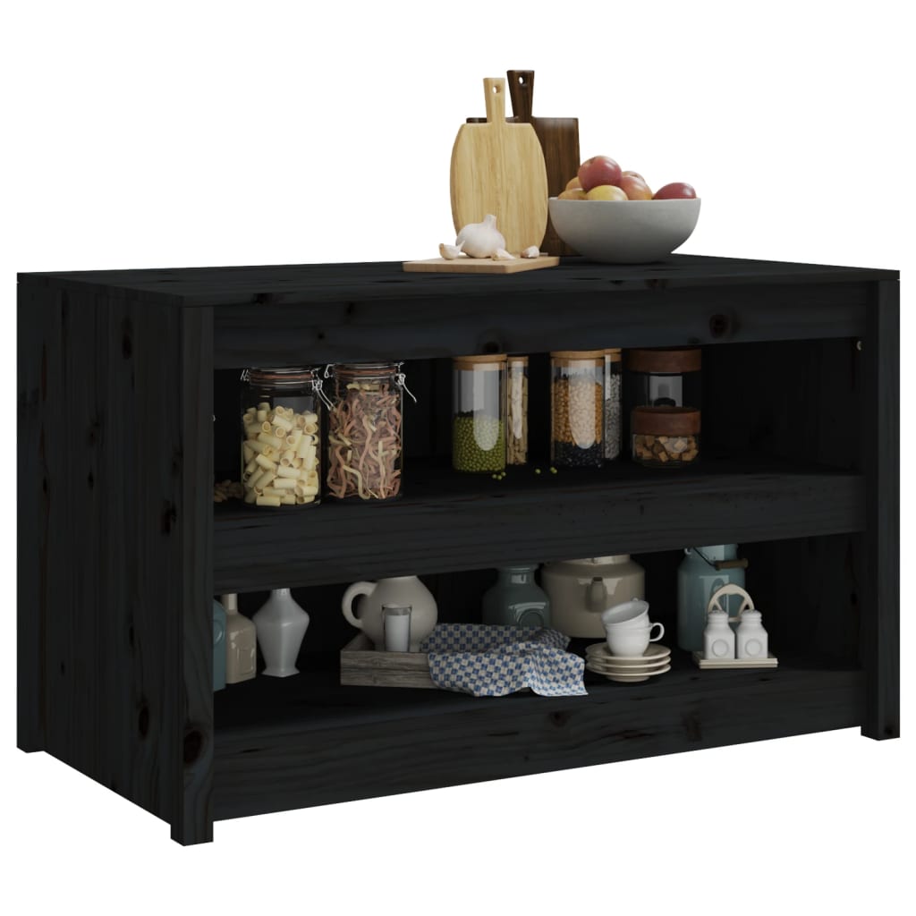 vidaXL Dulap bucătărie de exterior negru, 106x55x64 cm, lemn masiv pin vidaXL Dulap bucătărie de exterior negru, 106x55x64 cm, lemn masiv pin