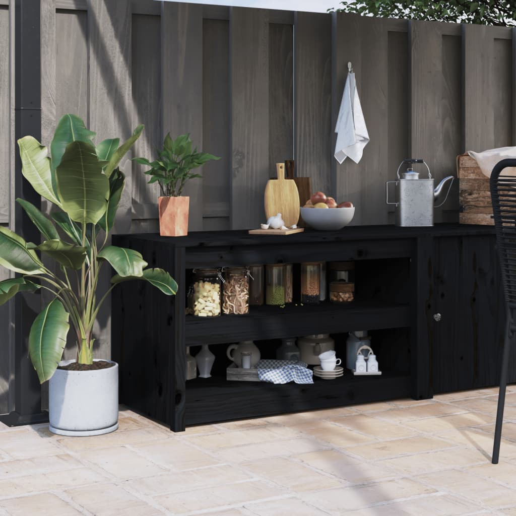 vidaXL Dulap bucătărie de exterior negru, 106x55x64 cm, lemn masiv pin vidaXL Dulap bucătărie de exterior negru, 106x55x64 cm, lemn masiv pin