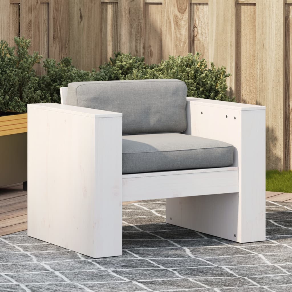 vidaXL Canapea de grădină, alb, 79x60x62 cm, lemn masiv pin vidaXL Canapea de grădină, alb, 79x60x62 cm, lemn masiv pin
