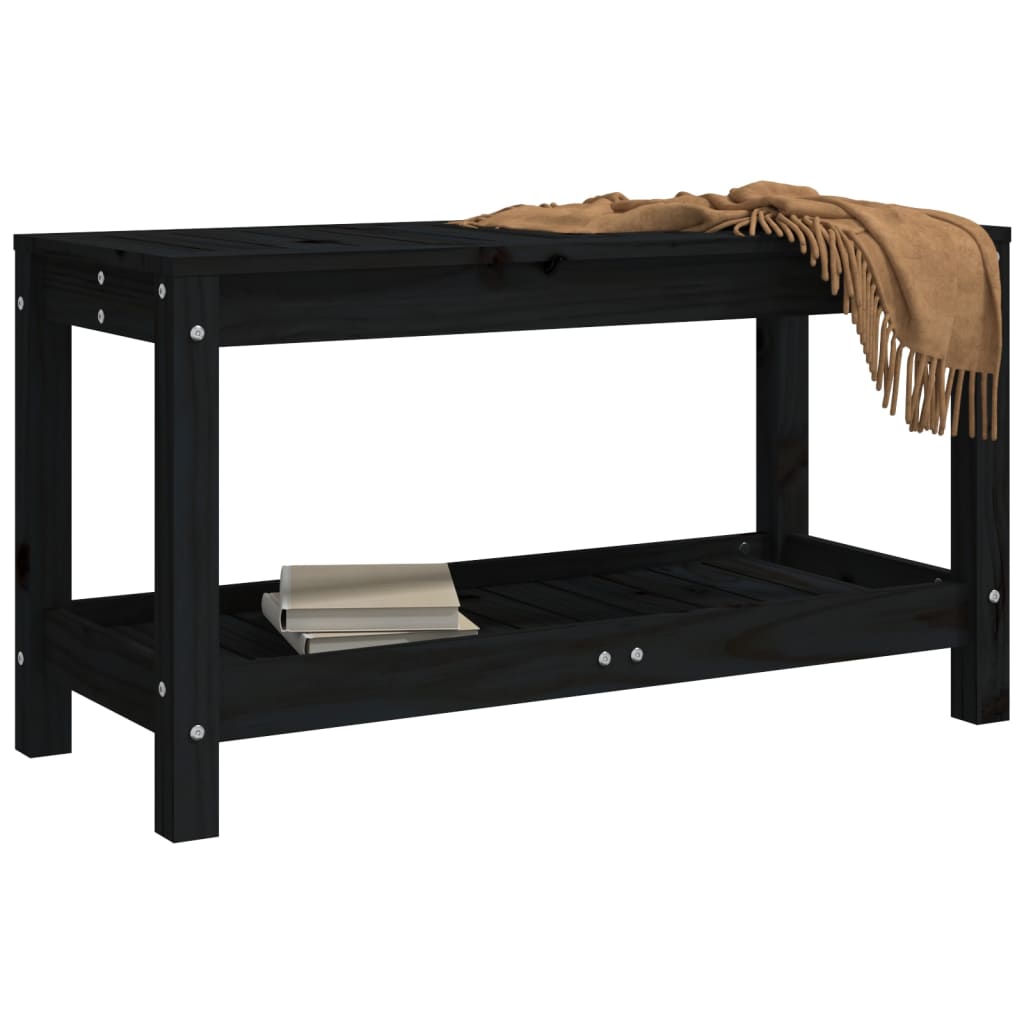 vidaXL Bancă de grădină, negru, 82,5x35x45 cm, lemn masiv de pin vidaXL Bancă de grădină, negru, 82,5x35x45 cm, lemn masiv de pin