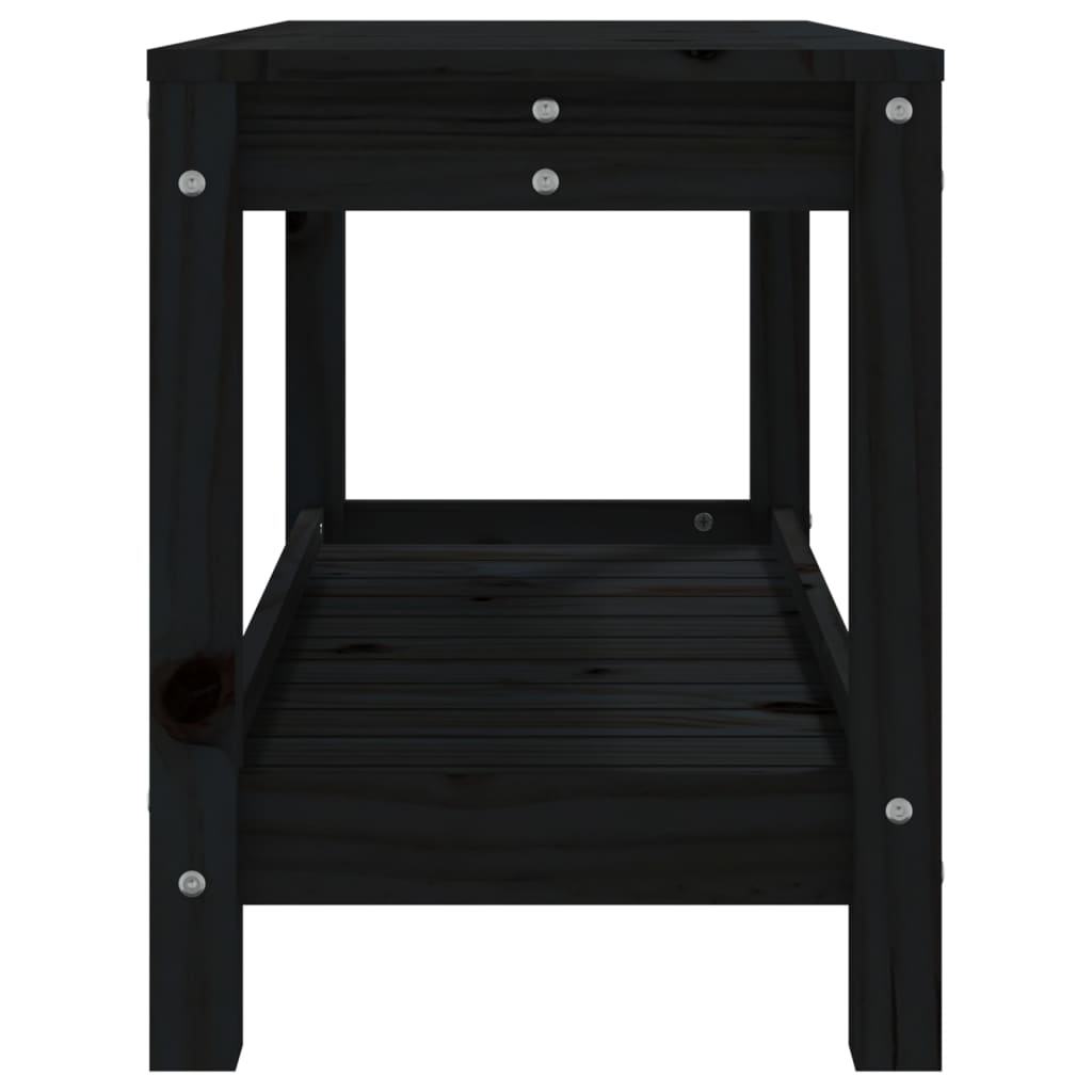 vidaXL Bancă de grădină, negru, 82,5x35x45 cm, lemn masiv de pin vidaXL Bancă de grădină, negru, 82,5x35x45 cm, lemn masiv de pin