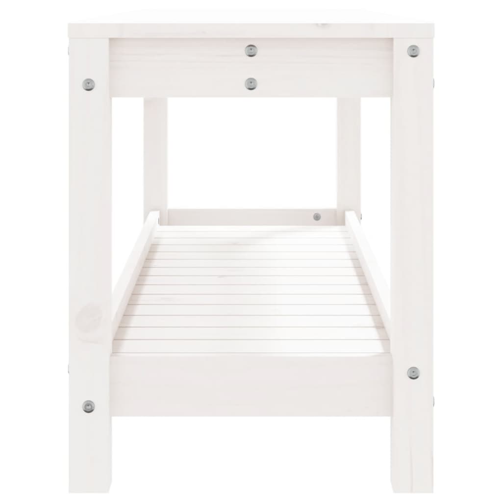 vidaXL Bancă de grădină, alb, 108x35x45 cm, lemn masiv de pin