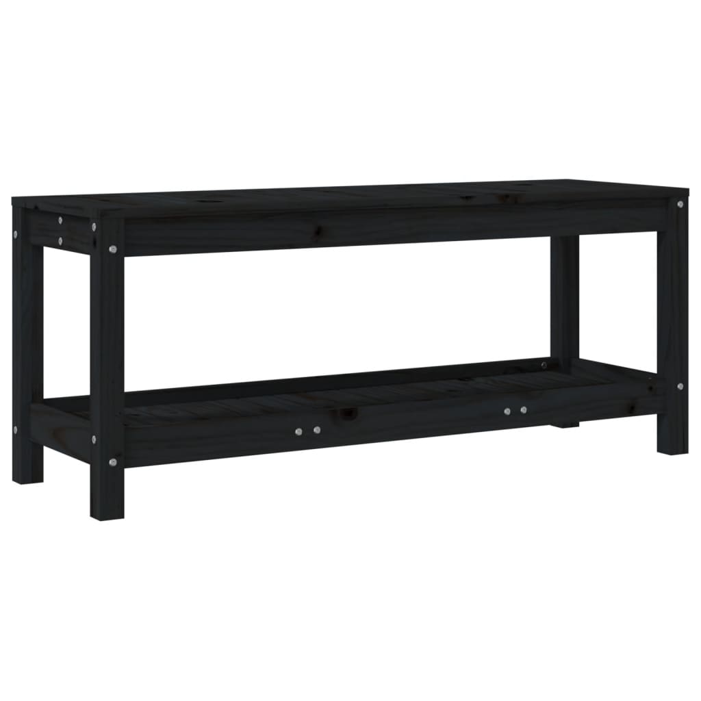 vidaXL Bancă de grădină, negru, 108x35x45 cm, lemn masiv de pin vidaXL Bancă de grădină, negru, 108x35x45 cm, lemn masiv de pin
