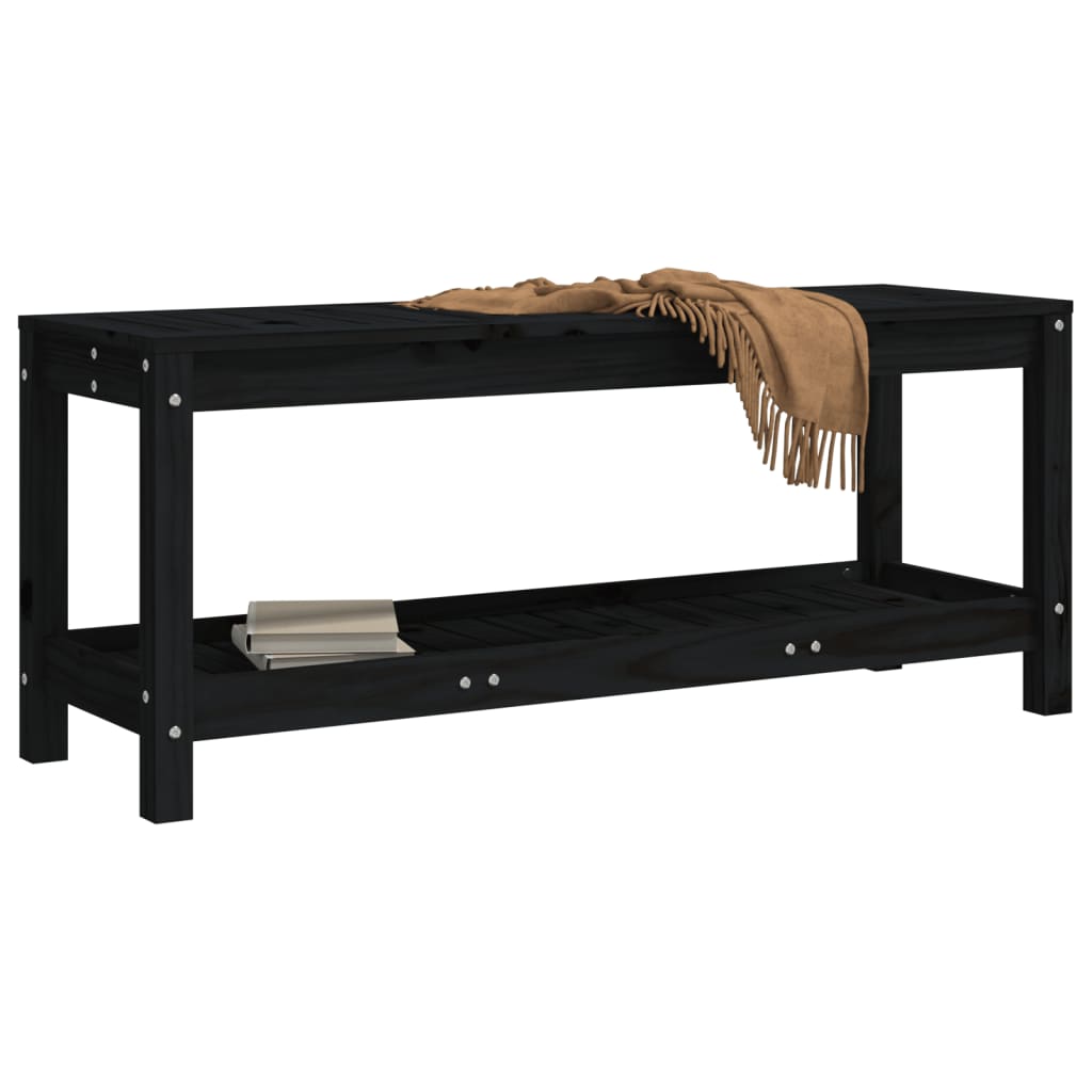 vidaXL Bancă de grădină, negru, 108x35x45 cm, lemn masiv de pin vidaXL Bancă de grădină, negru, 108x35x45 cm, lemn masiv de pin