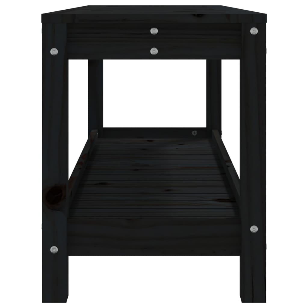vidaXL Bancă de grădină, negru, 108x35x45 cm, lemn masiv de pin vidaXL Bancă de grădină, negru, 108x35x45 cm, lemn masiv de pin