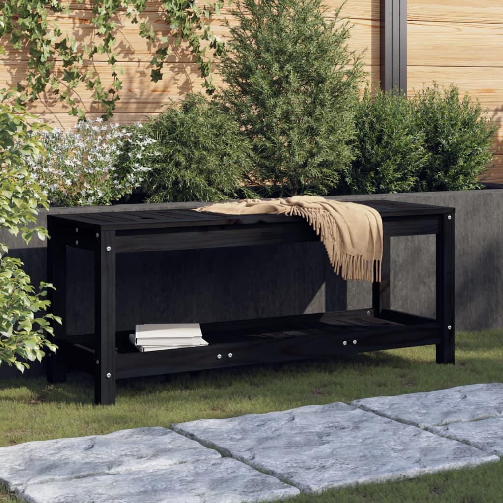 vidaXL Bancă de grădină, negru, 108x35x45 cm, lemn masiv de pin vidaXL Bancă de grădină, negru, 108x35x45 cm, lemn masiv de pin