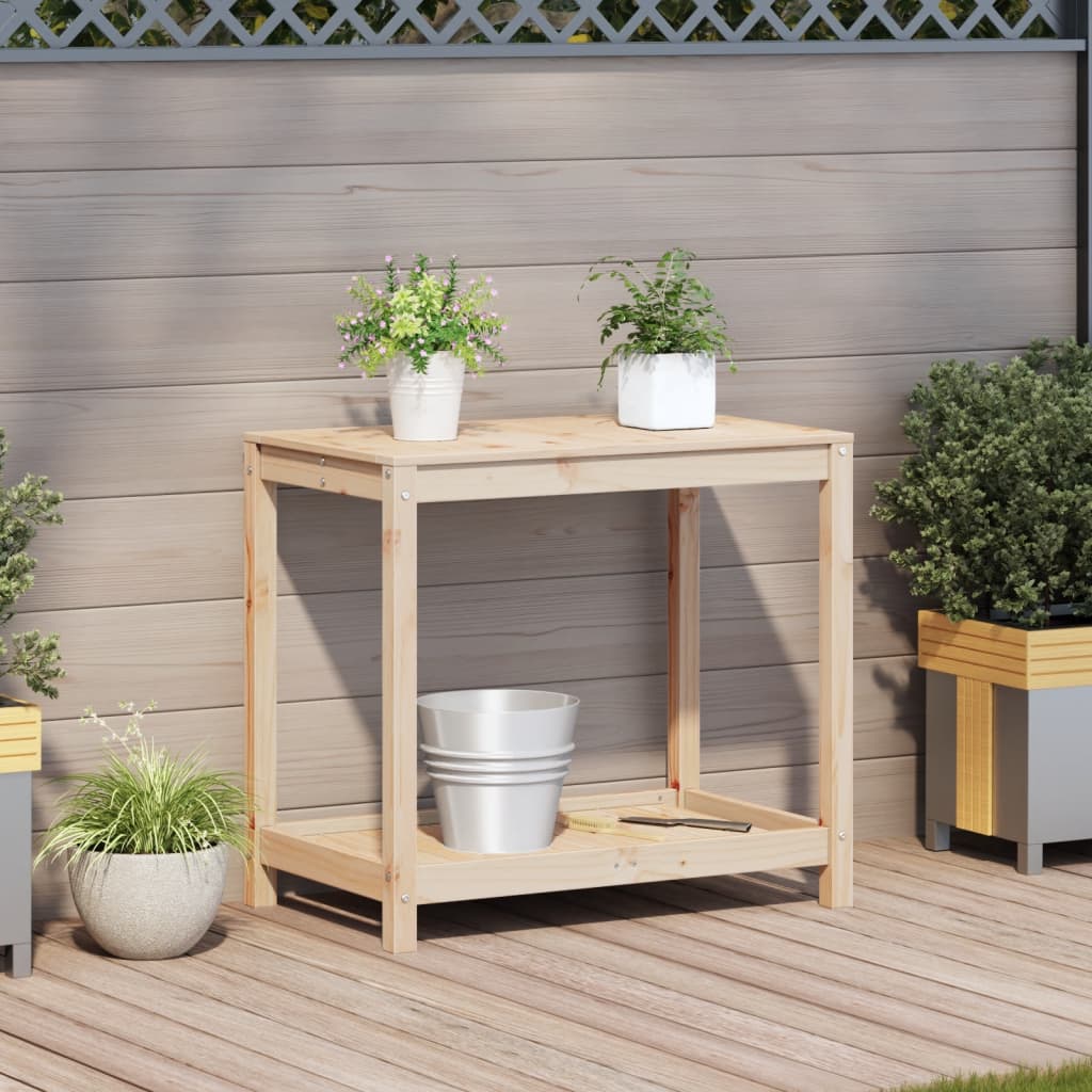 vidaXL Masă de plantare cu poliță, 82,5x50x75 cm, lemn masiv de pin vidaXL Masă de plantare cu poliță, 82,5x50x75 cm, lemn masiv de pin