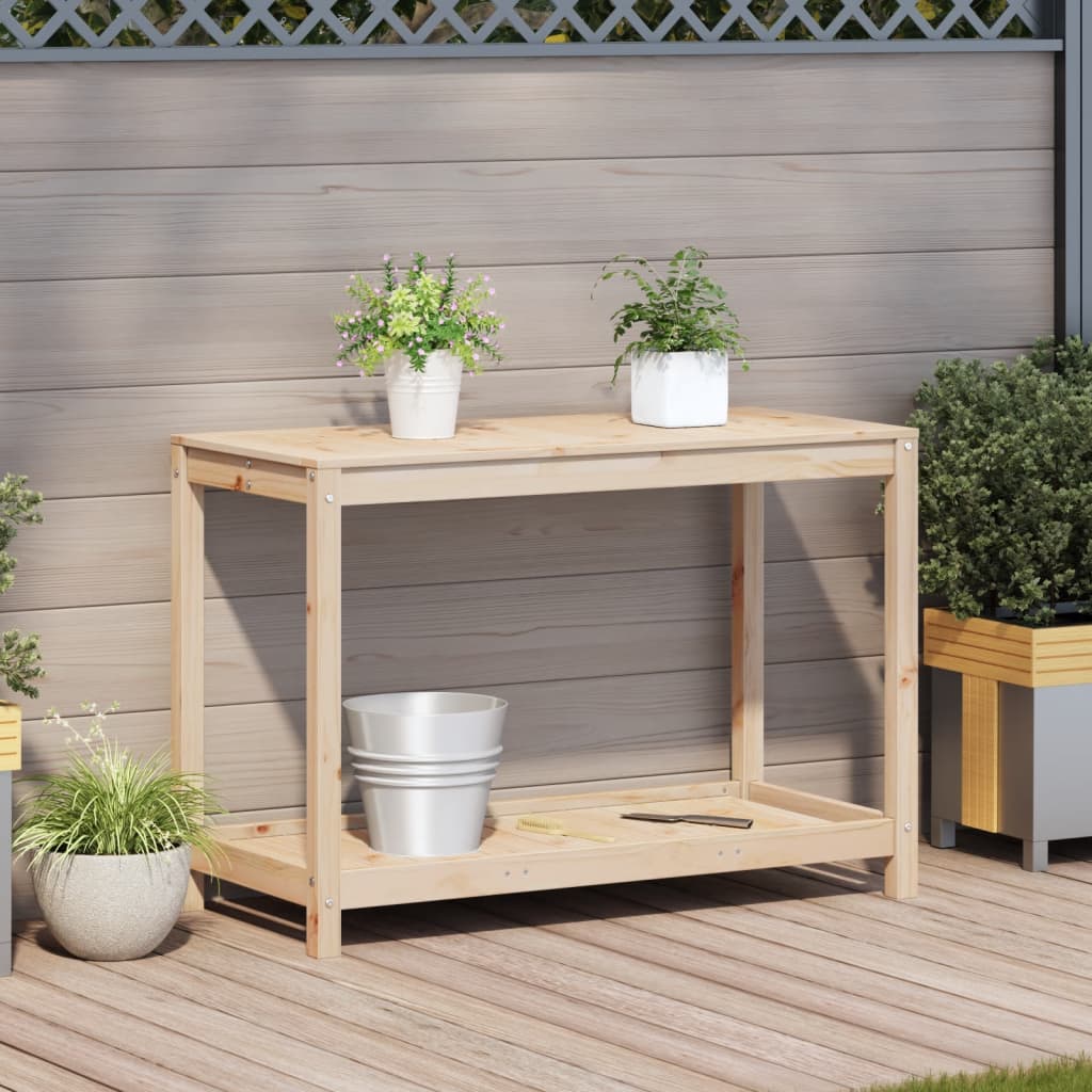 vidaXL Masă de plantare cu poliță, 108x50x75 cm, lemn masiv de pin vidaXL Masă de plantare cu poliță, 108x50x75 cm, lemn masiv de pin