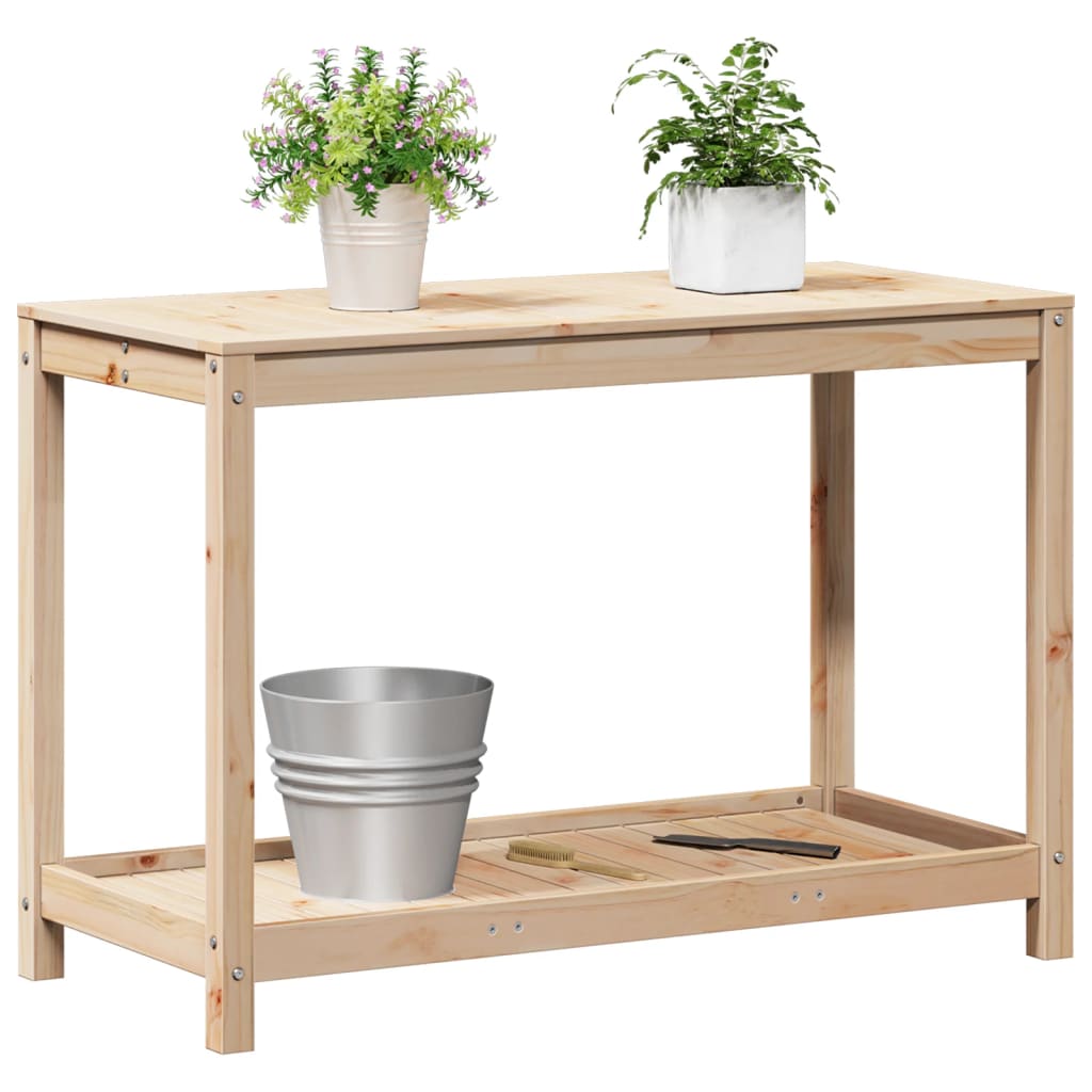 vidaXL Masă de plantare cu poliță, 108x50x75 cm, lemn masiv de pin vidaXL Masă de plantare cu poliță, 108x50x75 cm, lemn masiv de pin