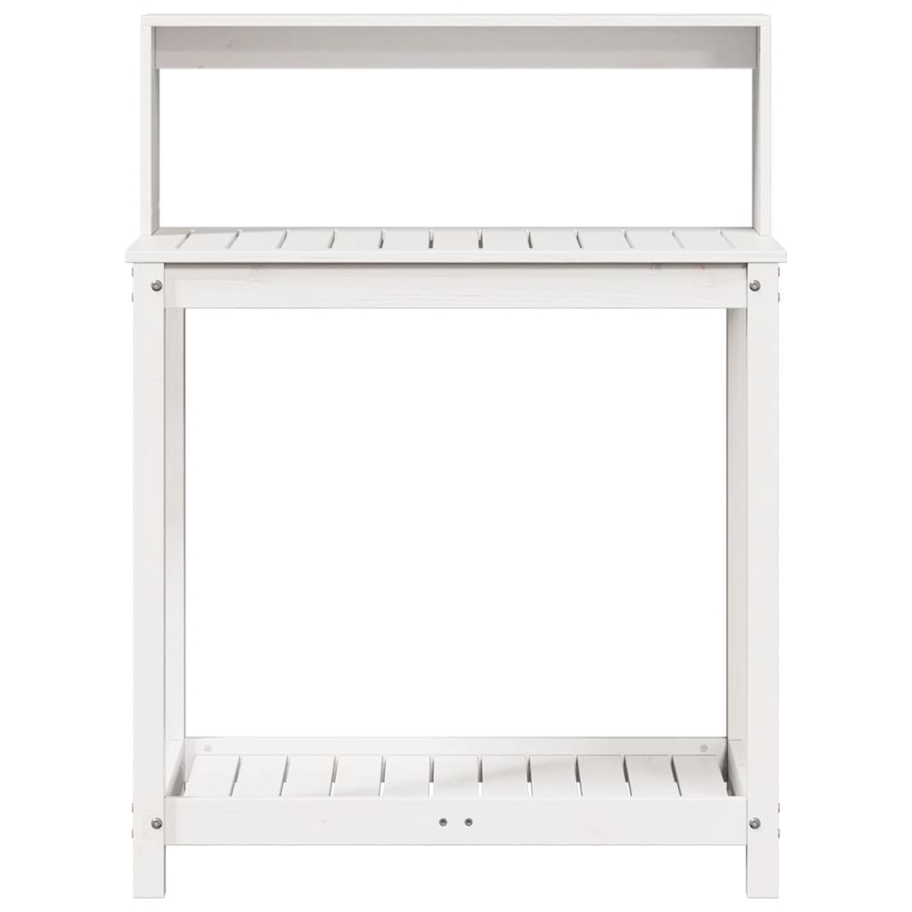 vidaXL Masă de plantare cu rafturi alb 82,5x50x109,5 cm lemn masiv pin vidaXL Masă de plantare cu rafturi alb 82,5x50x109,5 cm lemn masiv pin