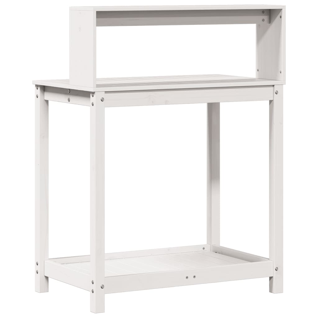 vidaXL Masă de plantare cu rafturi alb 82,5x50x109,5 cm lemn masiv pin vidaXL Masă de plantare cu rafturi alb 82,5x50x109,5 cm lemn masiv pin