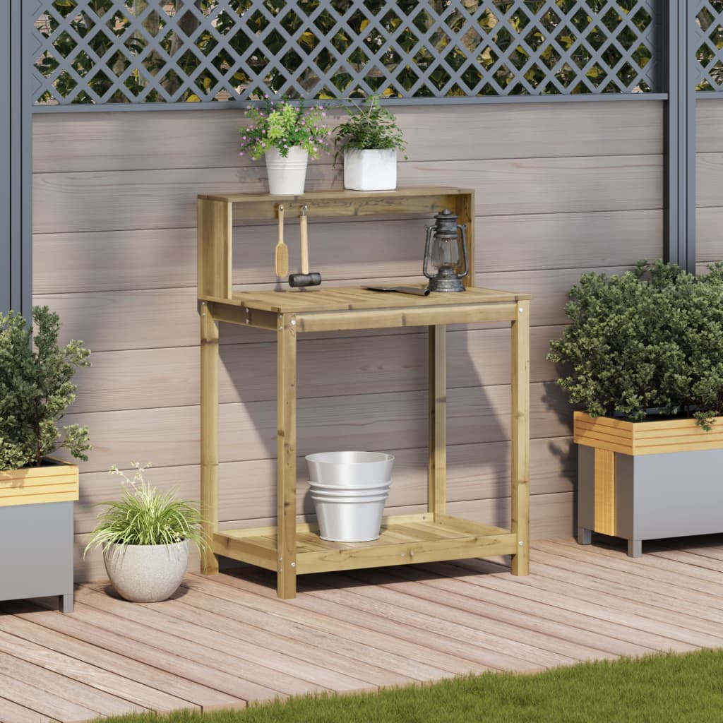 vidaXL Masă de plantare cu rafturi, 82,5x50x109,5 cm, lemn pin tratat vidaXL Masă de plantare cu rafturi, 82,5x50x109,5 cm, lemn pin tratat