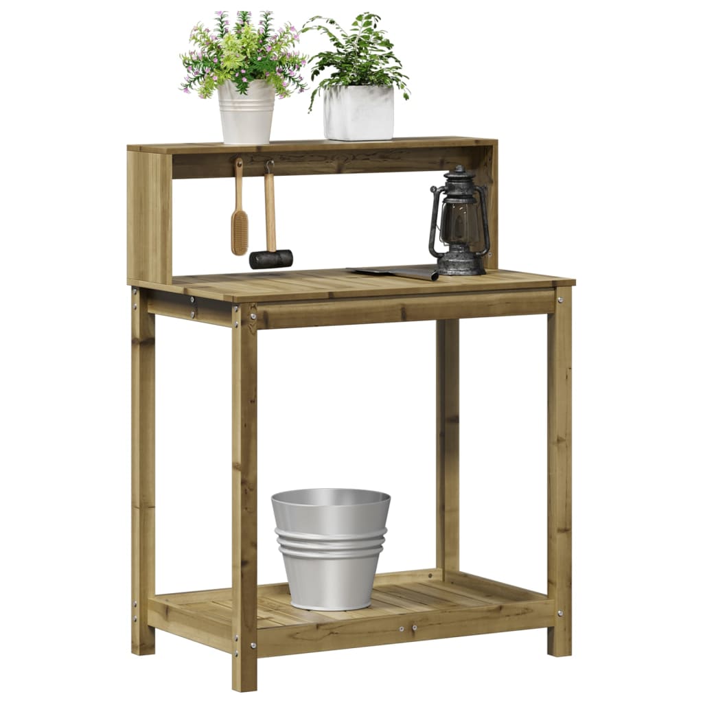 vidaXL Masă de plantare cu rafturi, 82,5x50x109,5 cm, lemn pin tratat vidaXL Masă de plantare cu rafturi, 82,5x50x109,5 cm, lemn pin tratat