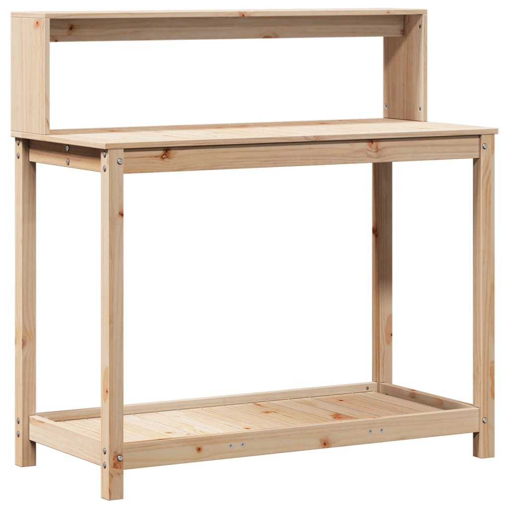 vidaXL Masă de plantare cu rafturi, 108x50x109,5 cm, lemn masiv pin vidaXL Masă de plantare cu rafturi, 108x50x109,5 cm, lemn masiv pin