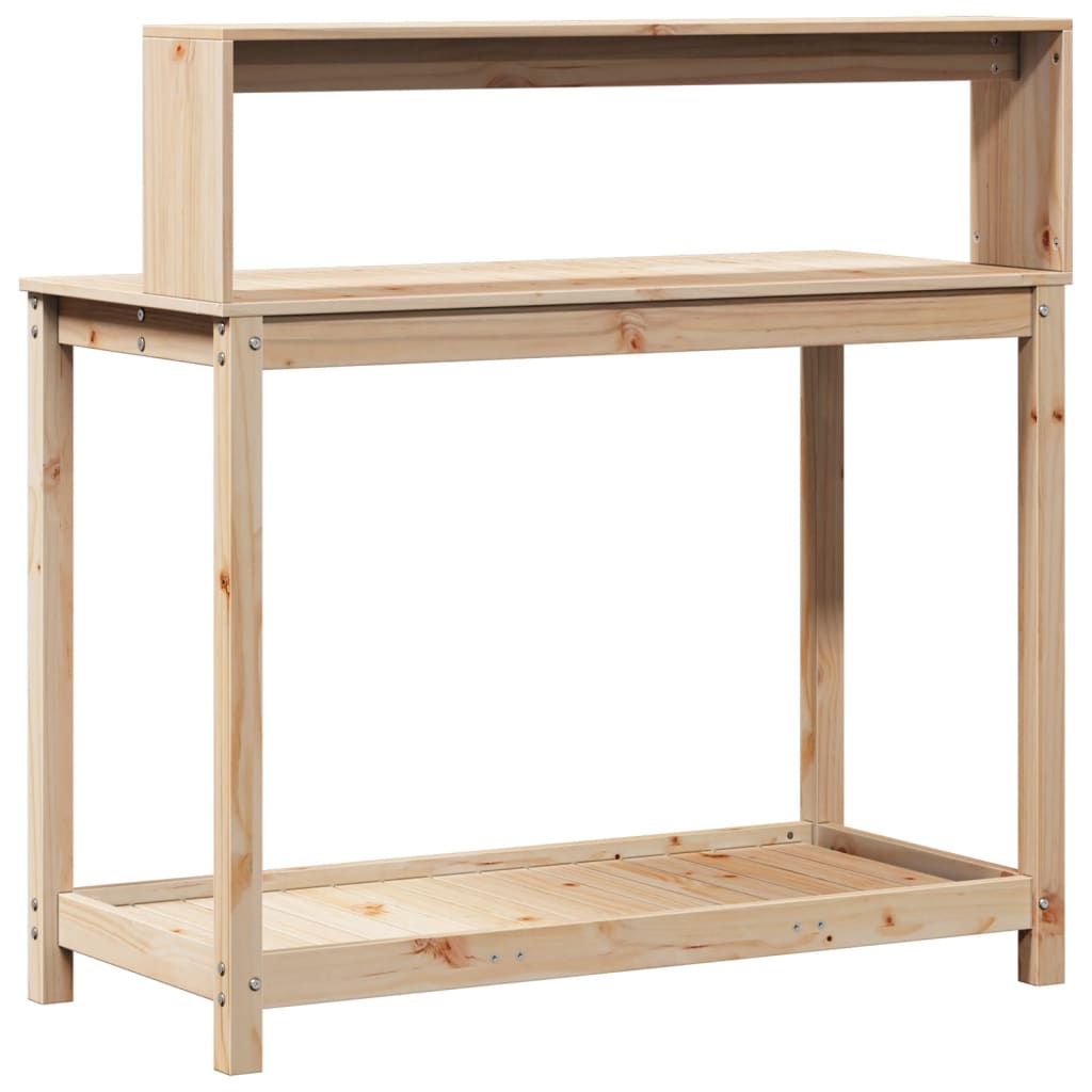 vidaXL Masă de plantare cu rafturi, 108x50x109,5 cm, lemn masiv pin vidaXL Masă de plantare cu rafturi, 108x50x109,5 cm, lemn masiv pin