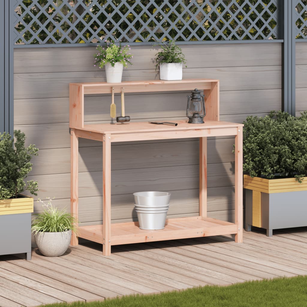 vidaXL Masă de plantare cu rafturi 108x50x109,5 cm lemn masiv douglas vidaXL Masă de plantare cu rafturi 108x50x109,5 cm lemn masiv douglas