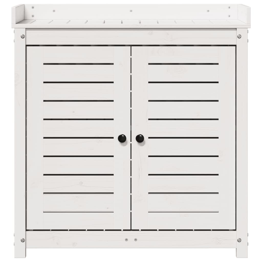 vidaXL Masă de plantare cu rafturi alb 82,5x50x86,5 cm lemn masiv pin vidaXL Masă de plantare cu rafturi alb 82,5x50x86,5 cm lemn masiv pin