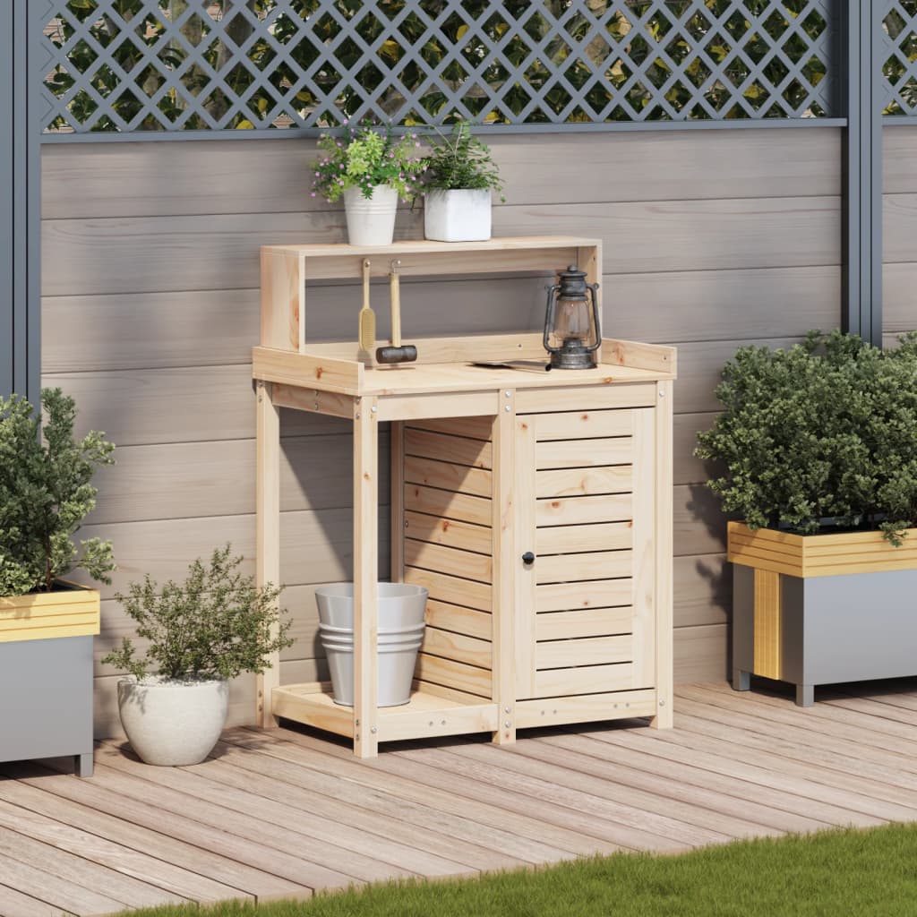 vidaXL Masă de plantare cu rafturi, 82,5x50x109,5 cm, lemn masiv pin vidaXL Masă de plantare cu rafturi, 82,5x50x109,5 cm, lemn masiv pin