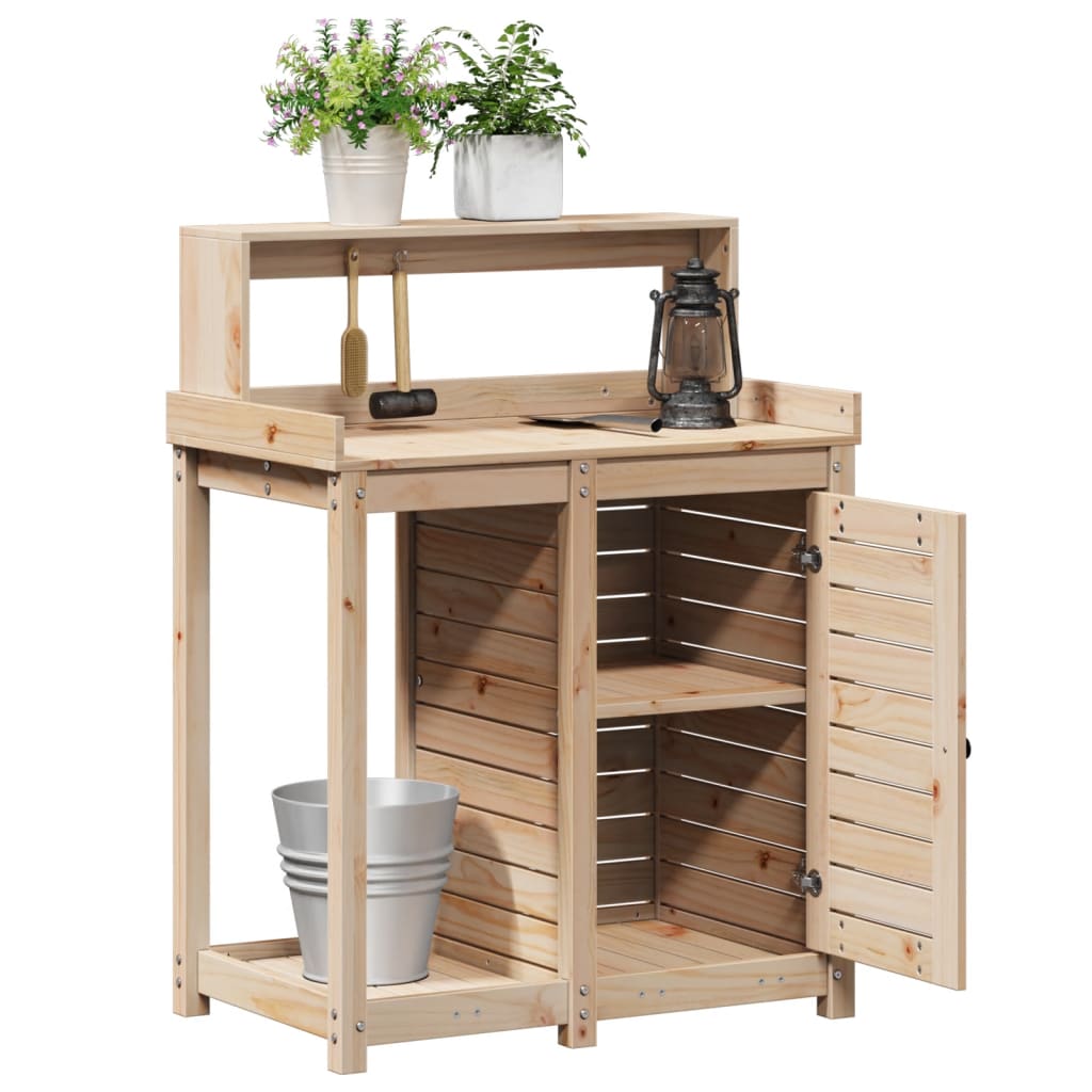 vidaXL Masă de plantare cu rafturi, 82,5x50x109,5 cm, lemn masiv pin vidaXL Masă de plantare cu rafturi, 82,5x50x109,5 cm, lemn masiv pin