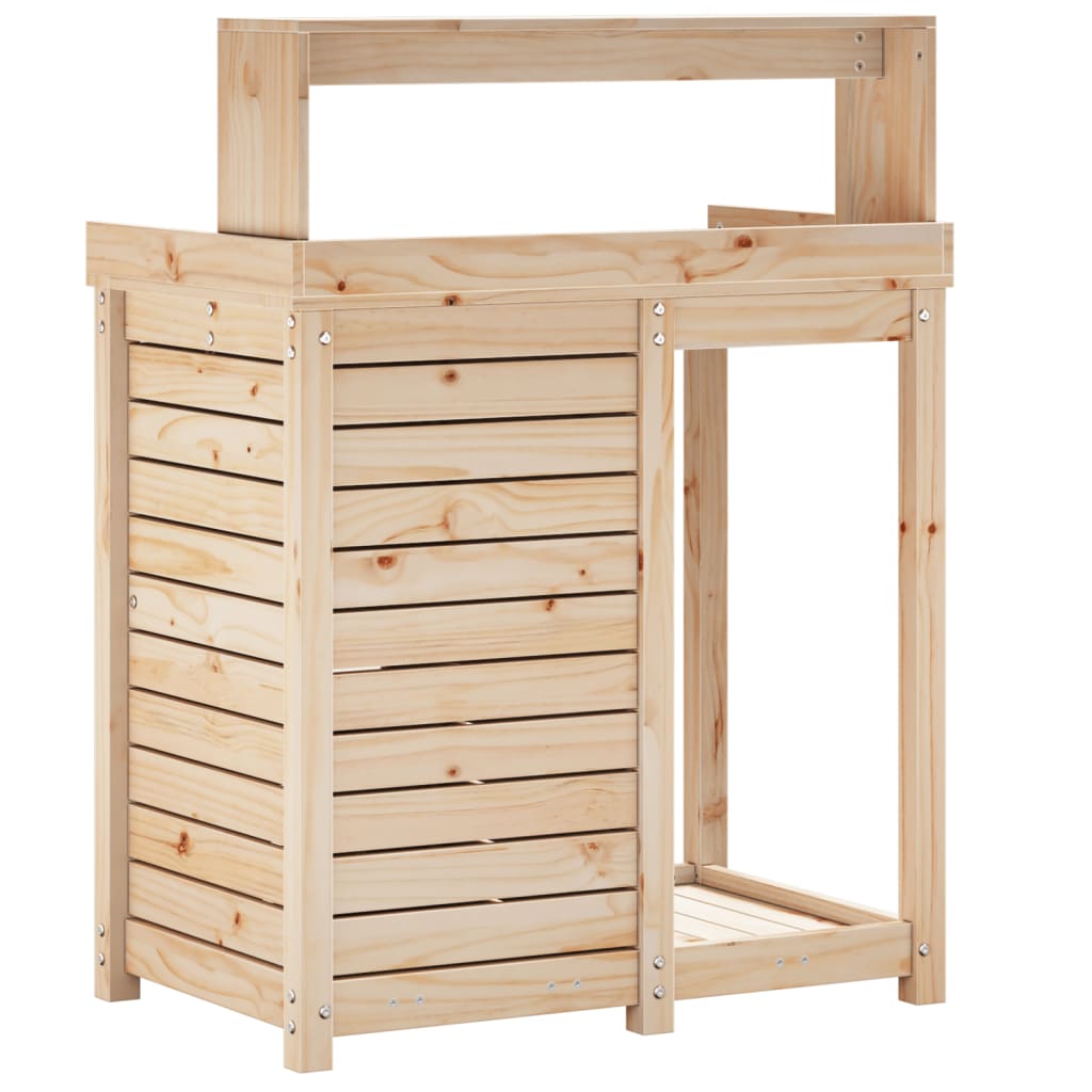 vidaXL Masă de plantare cu rafturi, 82,5x50x109,5 cm, lemn masiv pin vidaXL Masă de plantare cu rafturi, 82,5x50x109,5 cm, lemn masiv pin