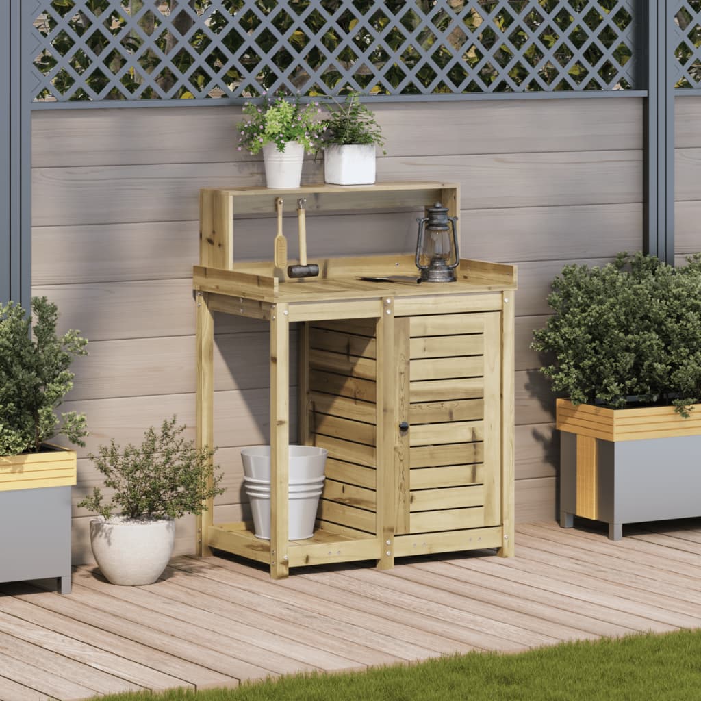 vidaXL Masă de plantare cu rafturi, 82,5x50x109,5 cm, lemn pin tratat vidaXL Masă de plantare cu rafturi, 82,5x50x109,5 cm, lemn pin tratat