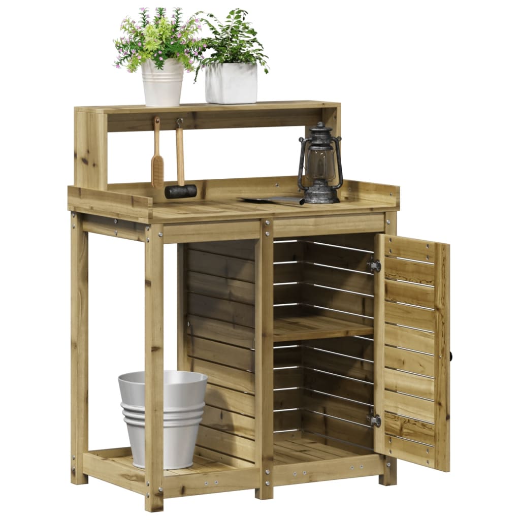 vidaXL Masă de plantare cu rafturi, 82,5x50x109,5 cm, lemn pin tratat vidaXL Masă de plantare cu rafturi, 82,5x50x109,5 cm, lemn pin tratat