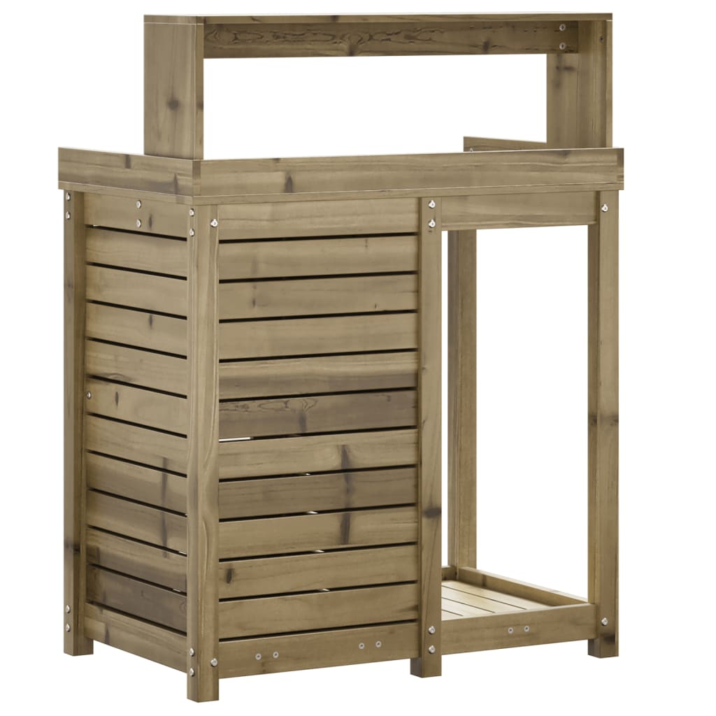 vidaXL Masă de plantare cu rafturi, 82,5x50x109,5 cm, lemn pin tratat vidaXL Masă de plantare cu rafturi, 82,5x50x109,5 cm, lemn pin tratat