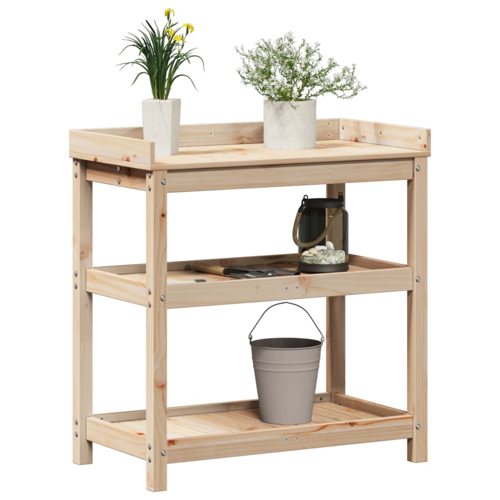 vidaXL Masă de plantare cu rafturi, 82,5x45x86,5 cm, lemn masiv pin vidaXL Masă de plantare cu rafturi, 82,5x45x86,5 cm, lemn masiv pin