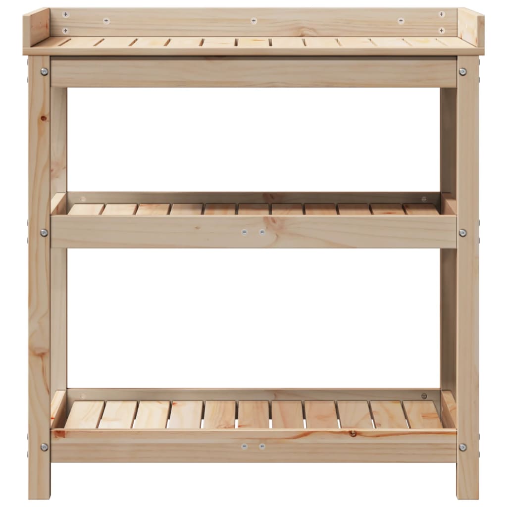 vidaXL Masă de plantare cu rafturi, 82,5x45x86,5 cm, lemn masiv pin vidaXL Masă de plantare cu rafturi, 82,5x45x86,5 cm, lemn masiv pin