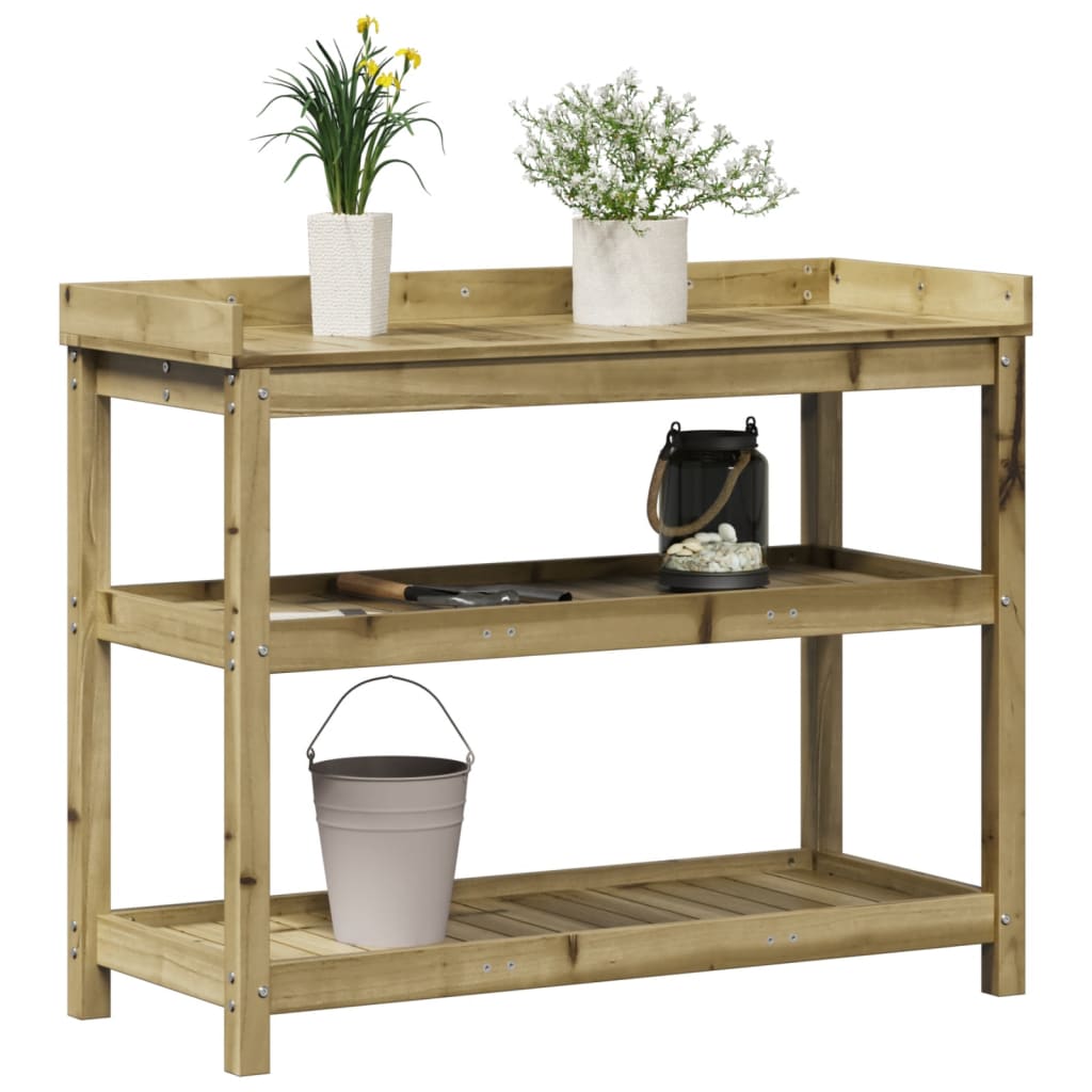 vidaXL Masă de plantare cu rafturi, 108x45x86,5 cm, lemn pin tratat vidaXL Masă de plantare cu rafturi, 108x45x86,5 cm, lemn pin tratat