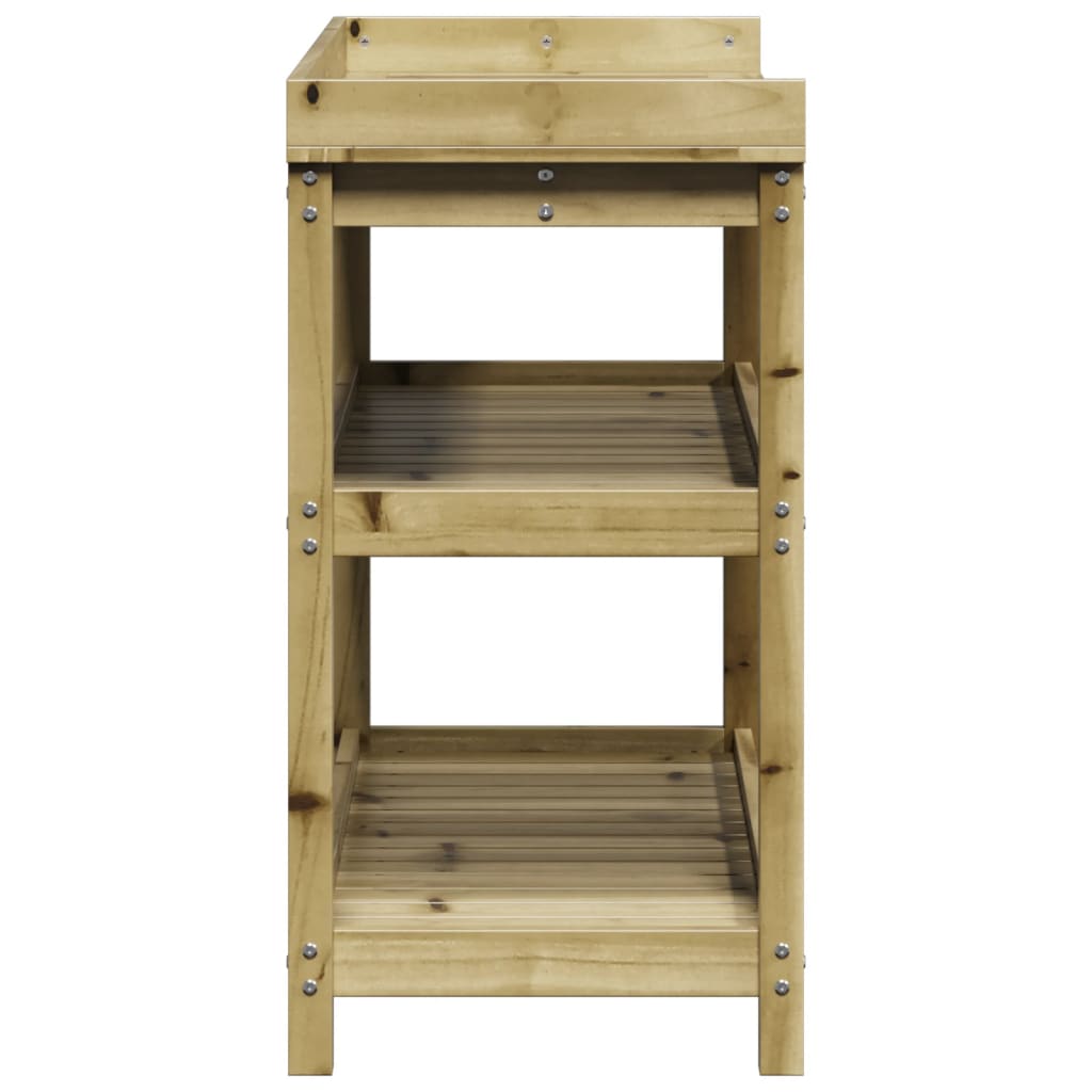 vidaXL Masă de plantare cu rafturi, 108x45x86,5 cm, lemn pin tratat vidaXL Masă de plantare cu rafturi, 108x45x86,5 cm, lemn pin tratat