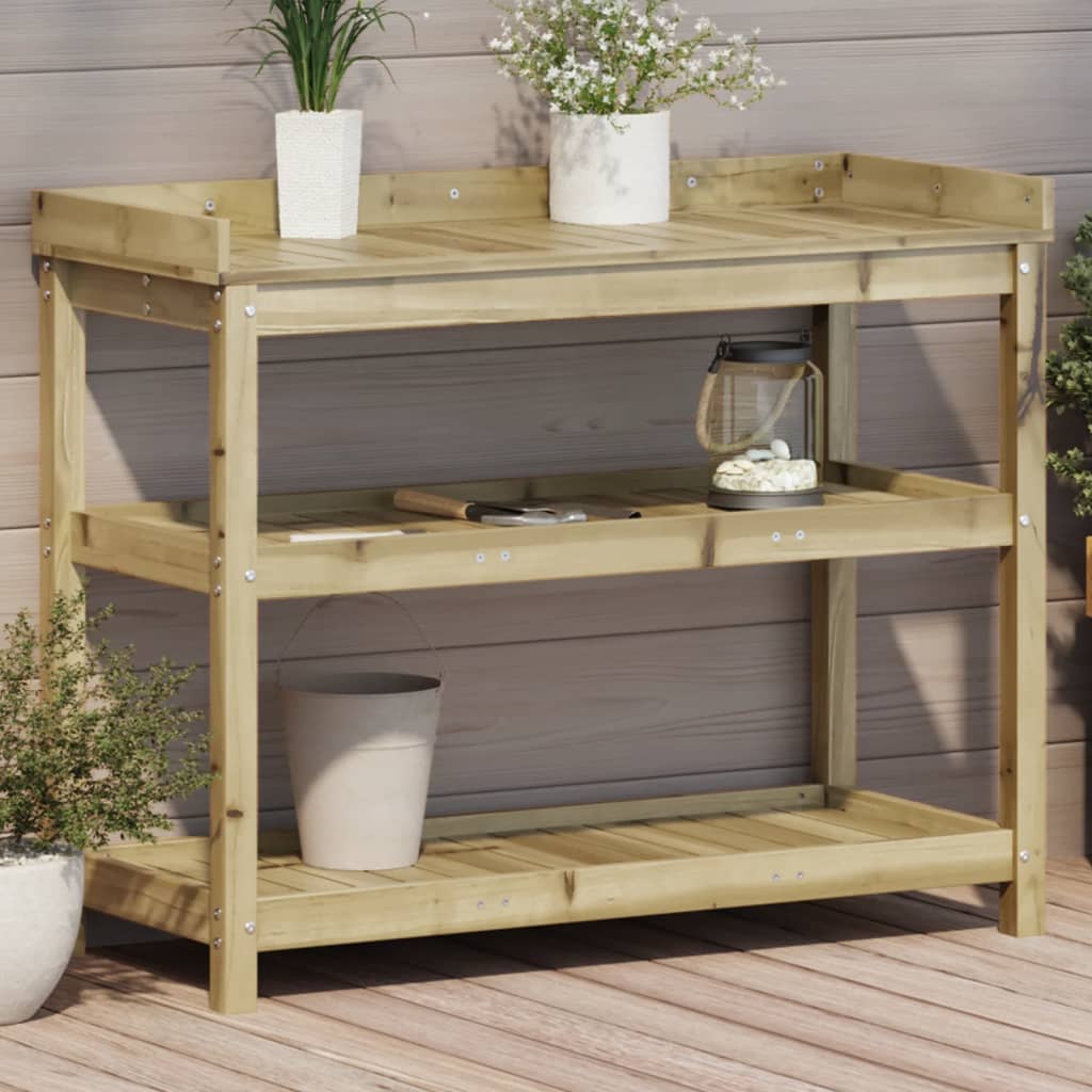 vidaXL Masă de plantare cu rafturi, 108x45x86,5 cm, lemn pin tratat vidaXL Masă de plantare cu rafturi, 108x45x86,5 cm, lemn pin tratat
