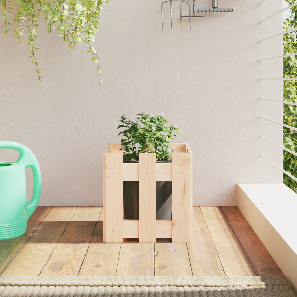 vidaXL Jardinieră grădină design gard, 30x30x30 cm, lemn masiv de pin vidaXL Jardinieră grădină design gard, 30x30x30 cm, lemn masiv de pin