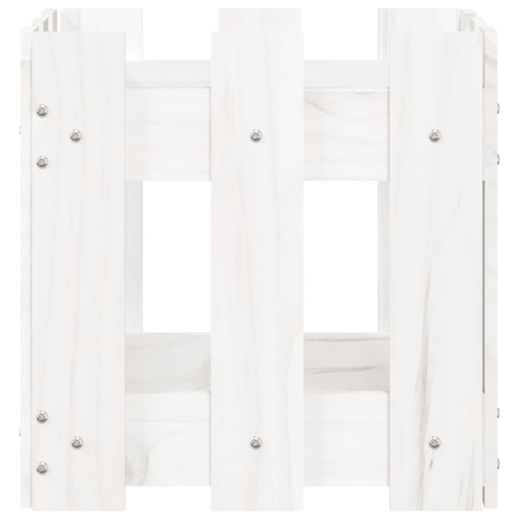vidaXL Jardinieră grădină design gard, alb, 30x30x30 cm lemn masiv pin vidaXL Jardinieră grădină design gard, alb, 30x30x30 cm lemn masiv pin