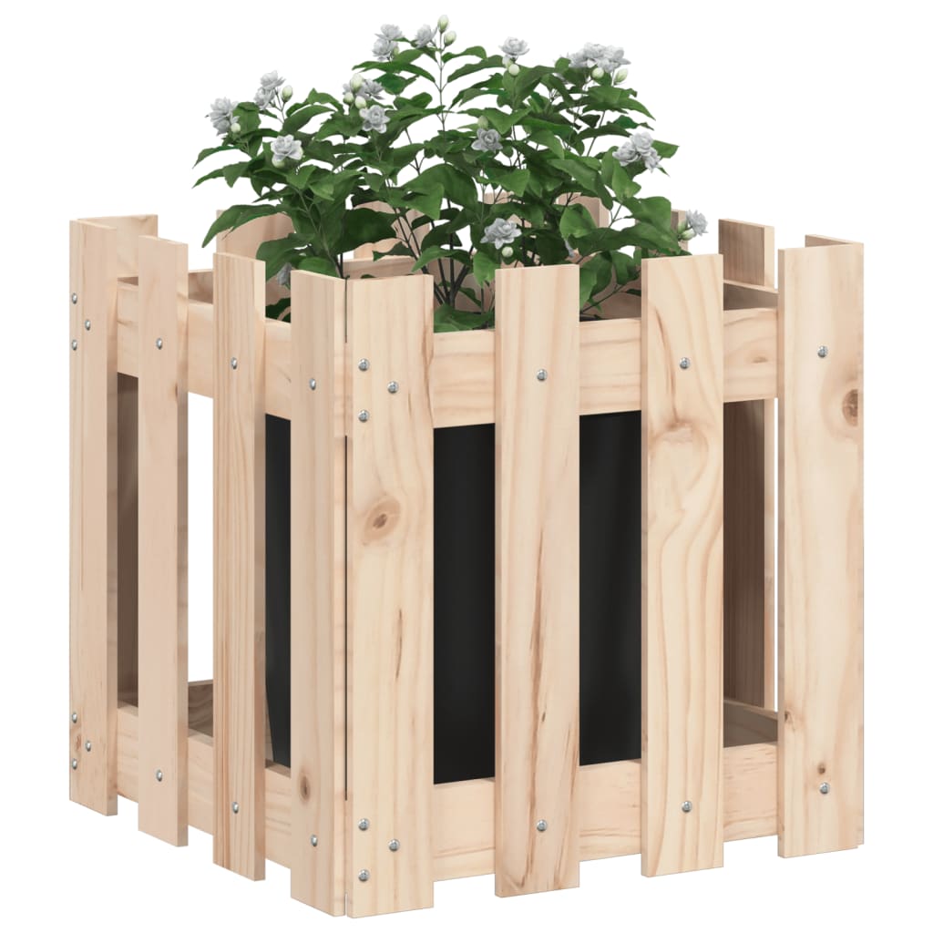 vidaXL Jardinieră grădină design gard, 40x40x40 cm, lemn masiv de pin